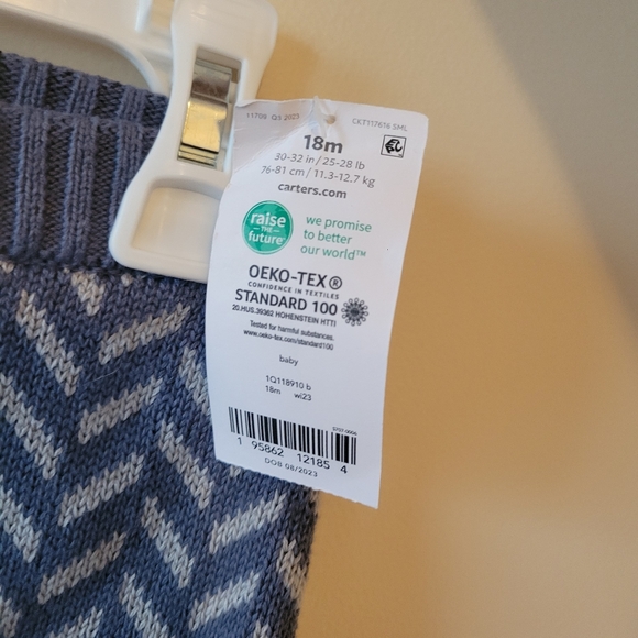 2 Piece Carter's Baby Knit Cardigan With Pants Chevron Size 18 Months Blue NWT - Picture 9 of 9